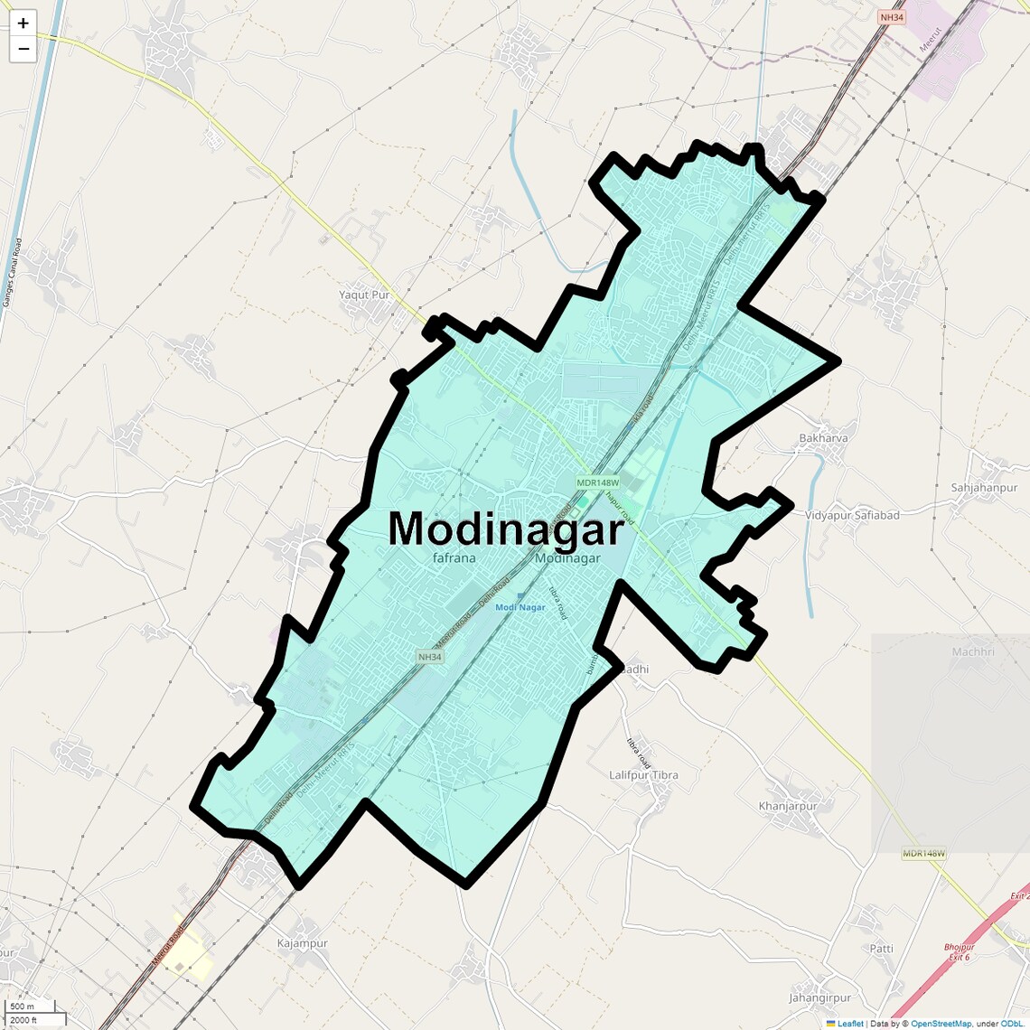 Location Map of Modinagar, Ghaziabad