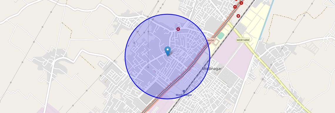 Location Map of Modinagar, Meerut
