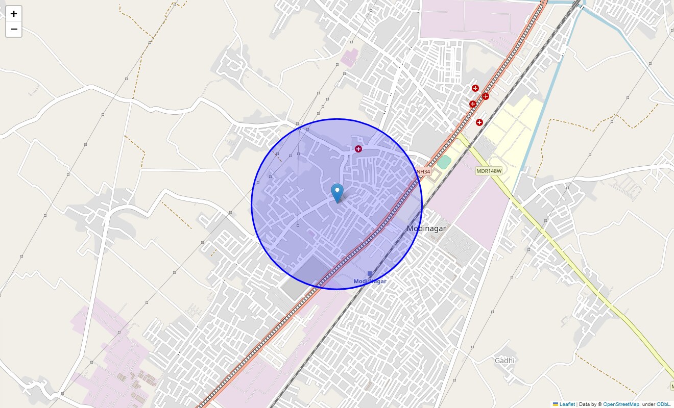 Location Map of Modinagar, Meerut
