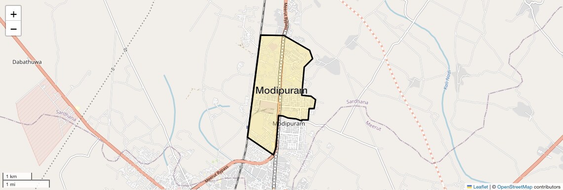 Location Map of Modipuram, Meerut