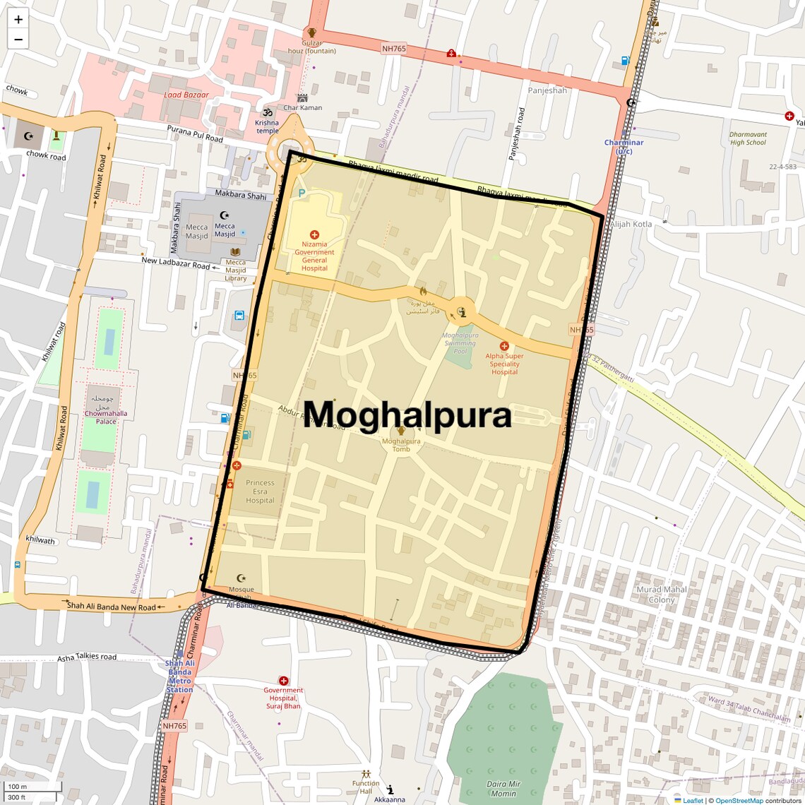 Location Map of Moghalpura, Hyderabad