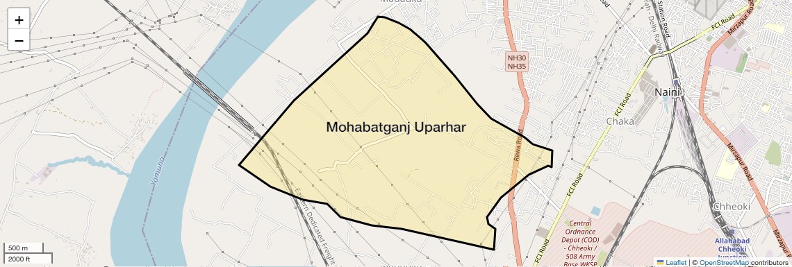 Location Map of Mohabatganj Uparhar, Allahabad
