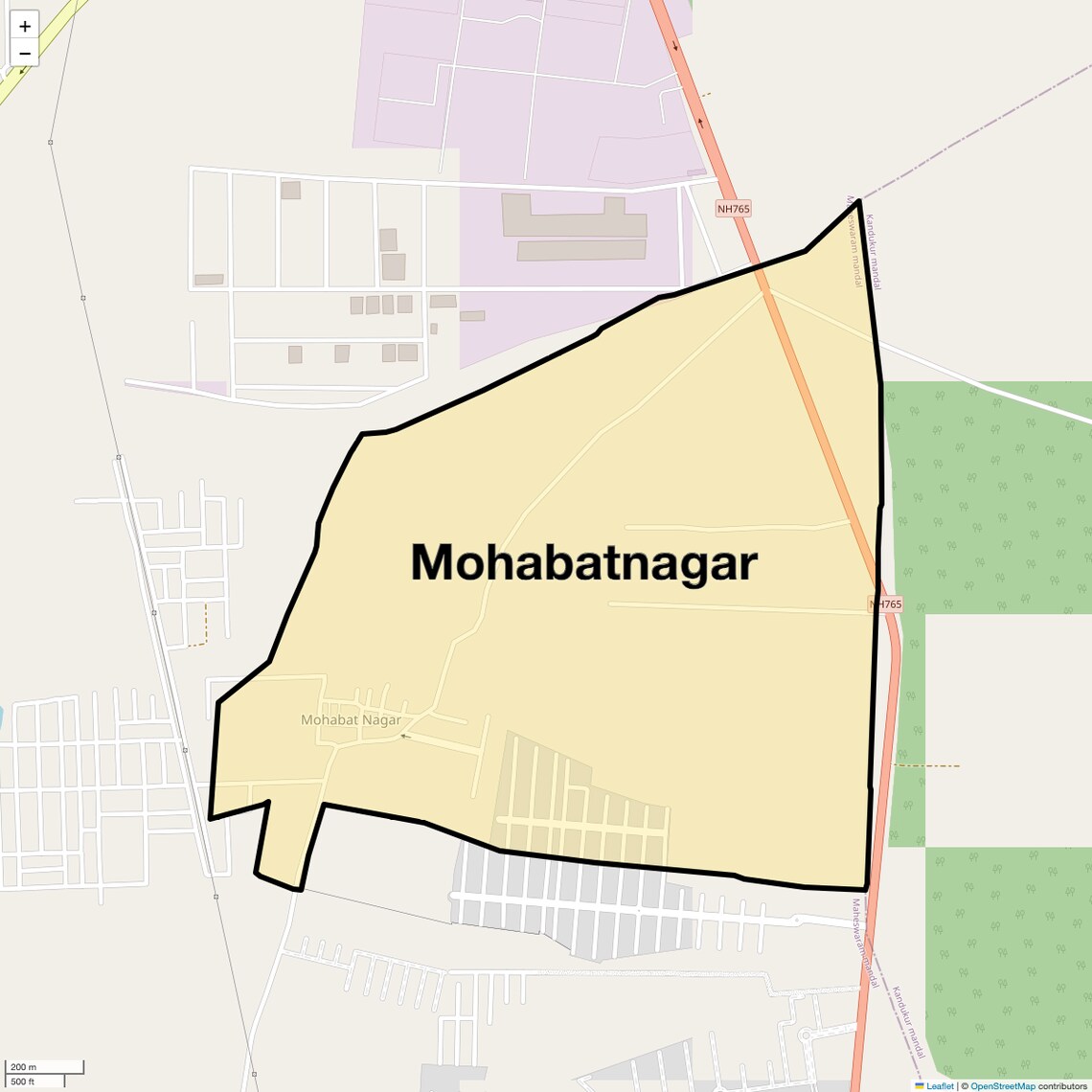 Location Map of Mohabatnagar, Hyderabad