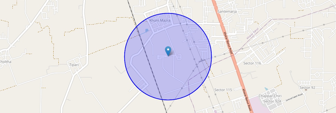 Location Map of Mohali Sector 115, Chandigarh