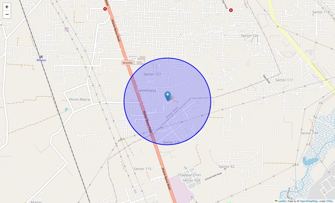 Location Map of Mohali Sector 116, Chandigarh