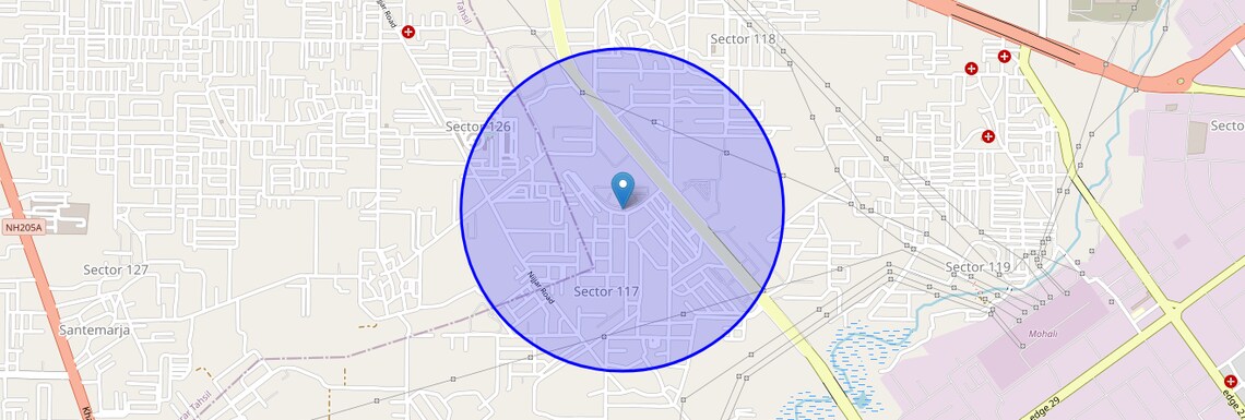 Location Map of Mohali Sector 117, Chandigarh