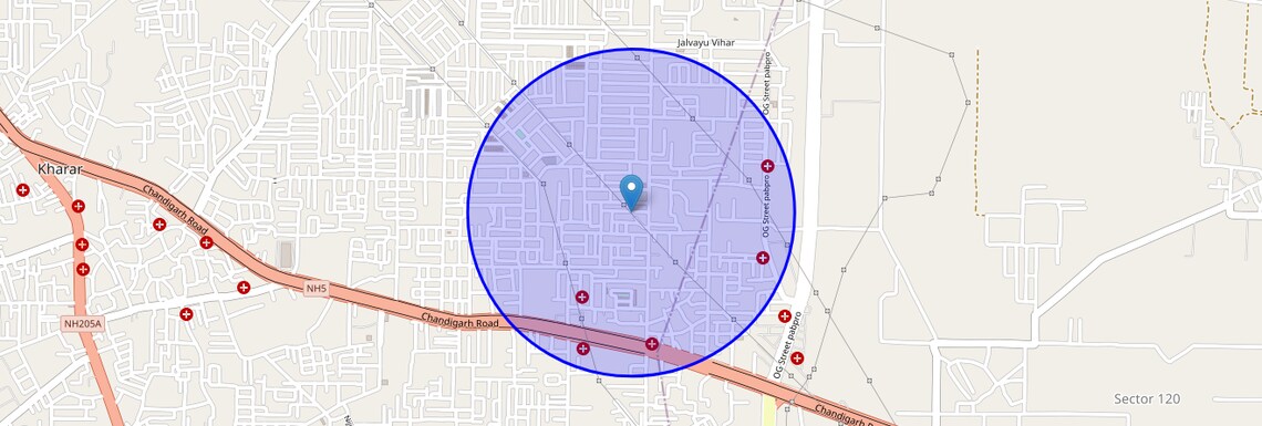 Location Map of Mohali Sector 125, Chandigarh
