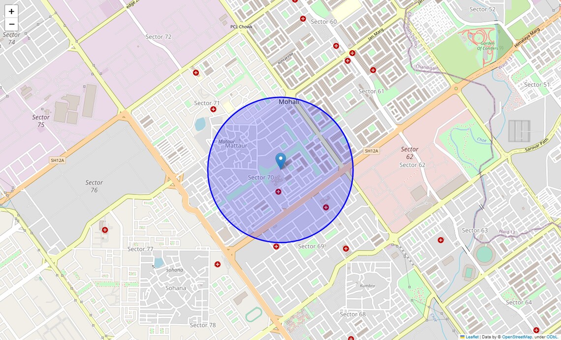 Location Map of Mohali Sector 70, Chandigarh
