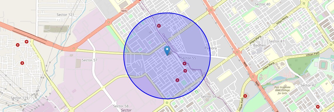 Location Map of Mohali Sector 71, Chandigarh