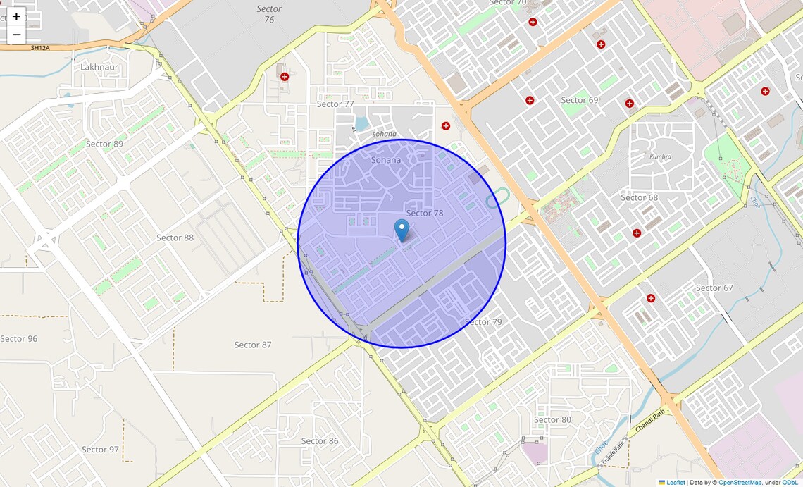 Location Map of Mohali Sector 78, Chandigarh