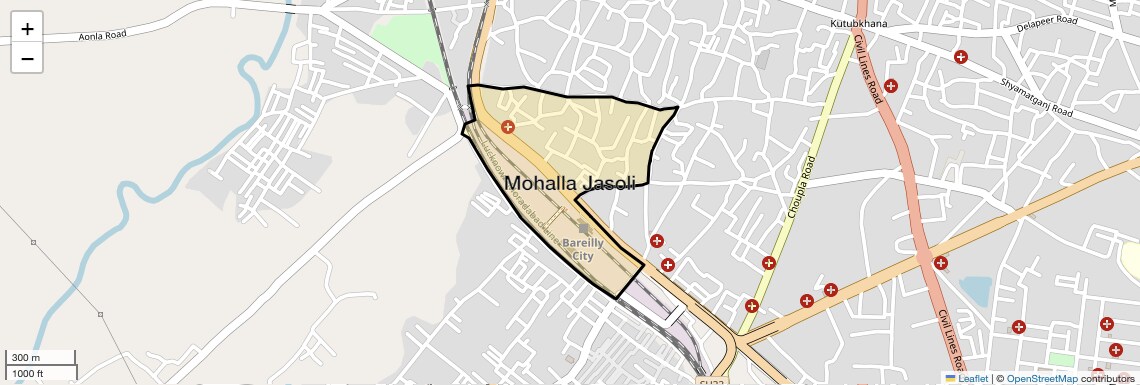 Location Map of Mohalla Jasoli, Bareilly