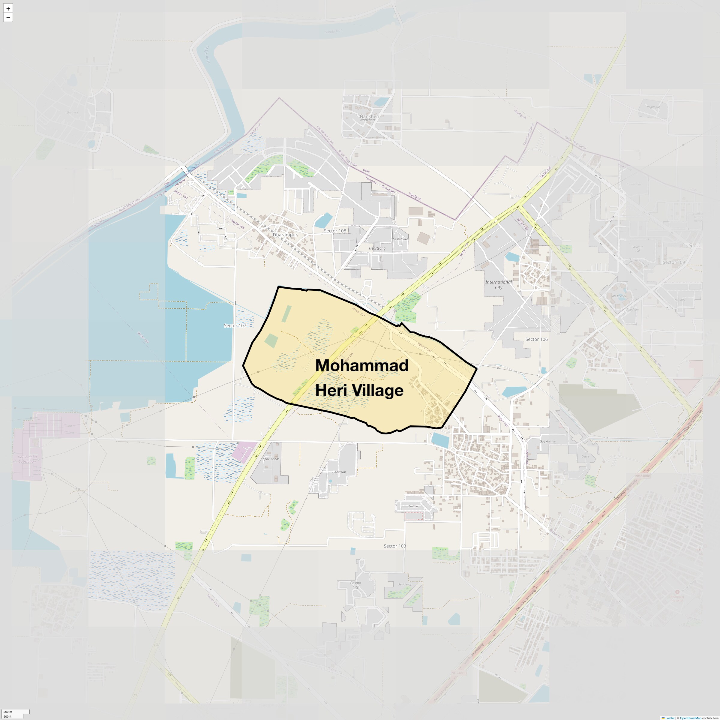Location Map of Mohammad Heri Village, Gurgaon