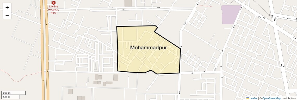 Location Map of Mohammadpur, Agra