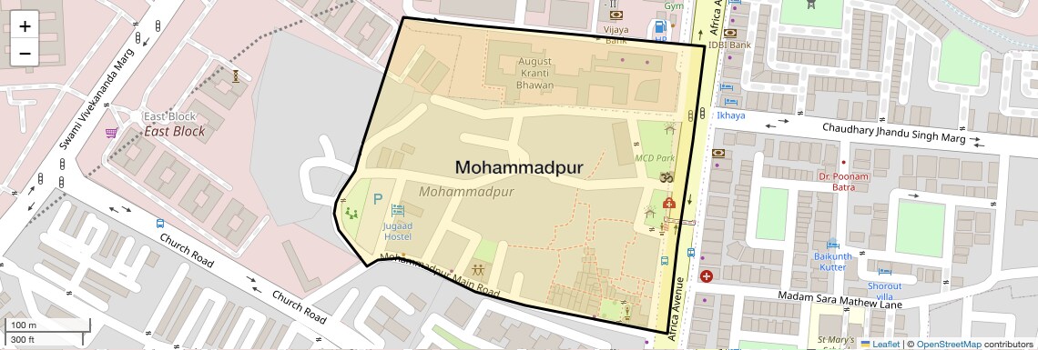 Location Map of Mohammadpur, Delhi