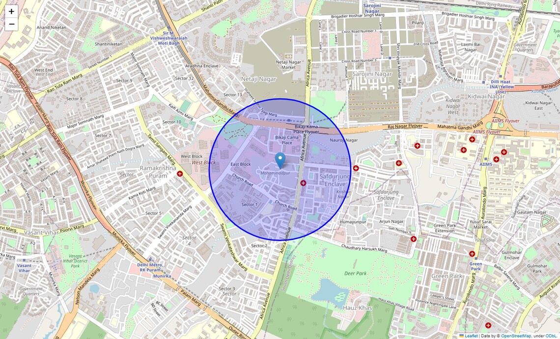 Location Map of Mohammadpur, Delhi