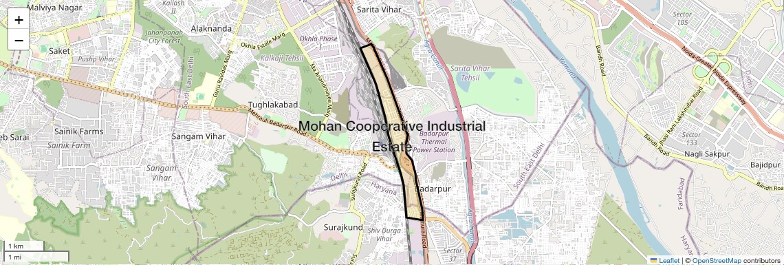 Location Map of Mohan Cooperative Industrial Estate, Delhi
