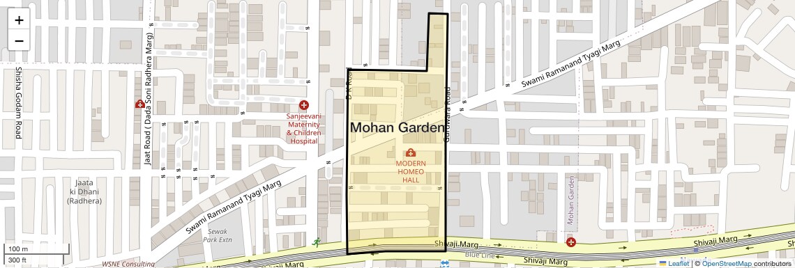 Location Map of Mohan Garden, Delhi