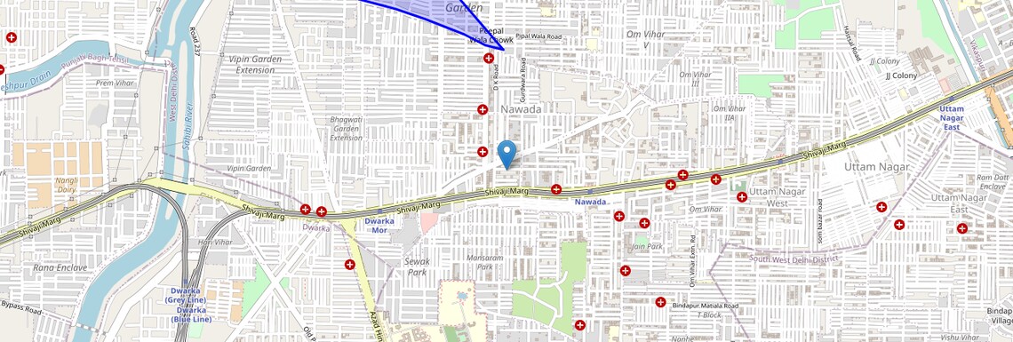 Location Map of Mohan Garden, Delhi