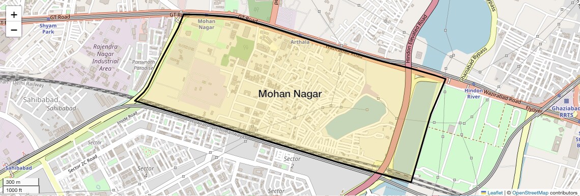 Location Map of Mohan Nagar, Ghaziabad