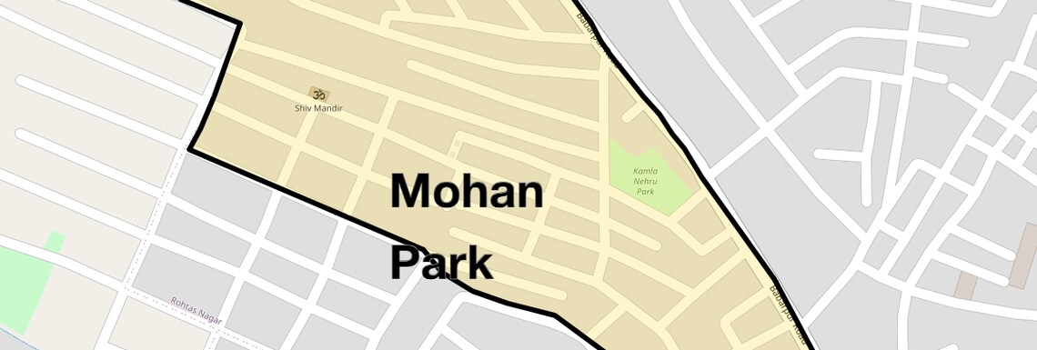 Location Map of Mohan Park, Delhi