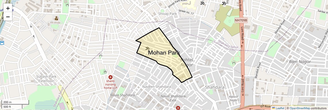 Location Map of Mohan Park, Delhi