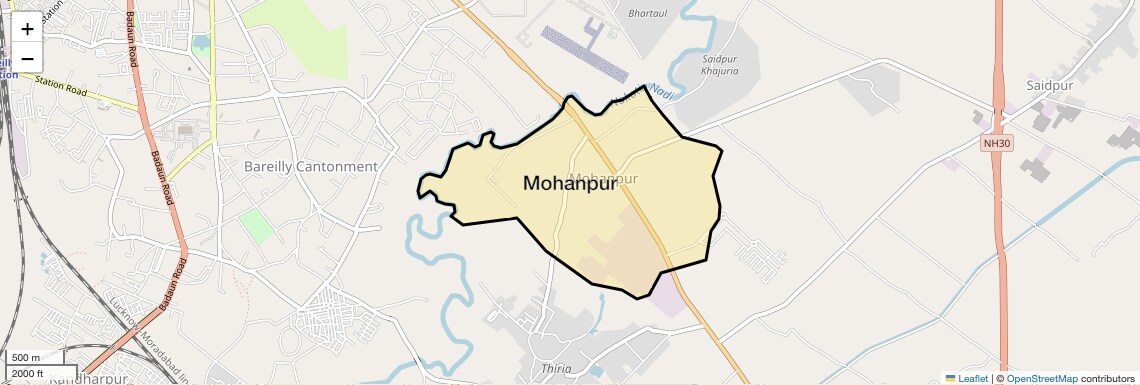 Location Map of Mohanpur, Bareilly