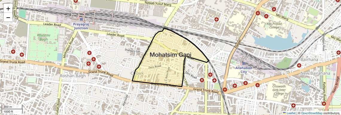 Location Map of Mohatsim Ganj, Allahabad