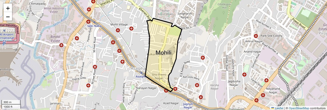 Location Map of Mohili, Mumbai