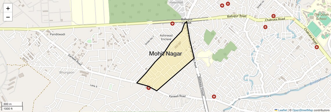 Location Map of Mohit Nagar, Dehradun
