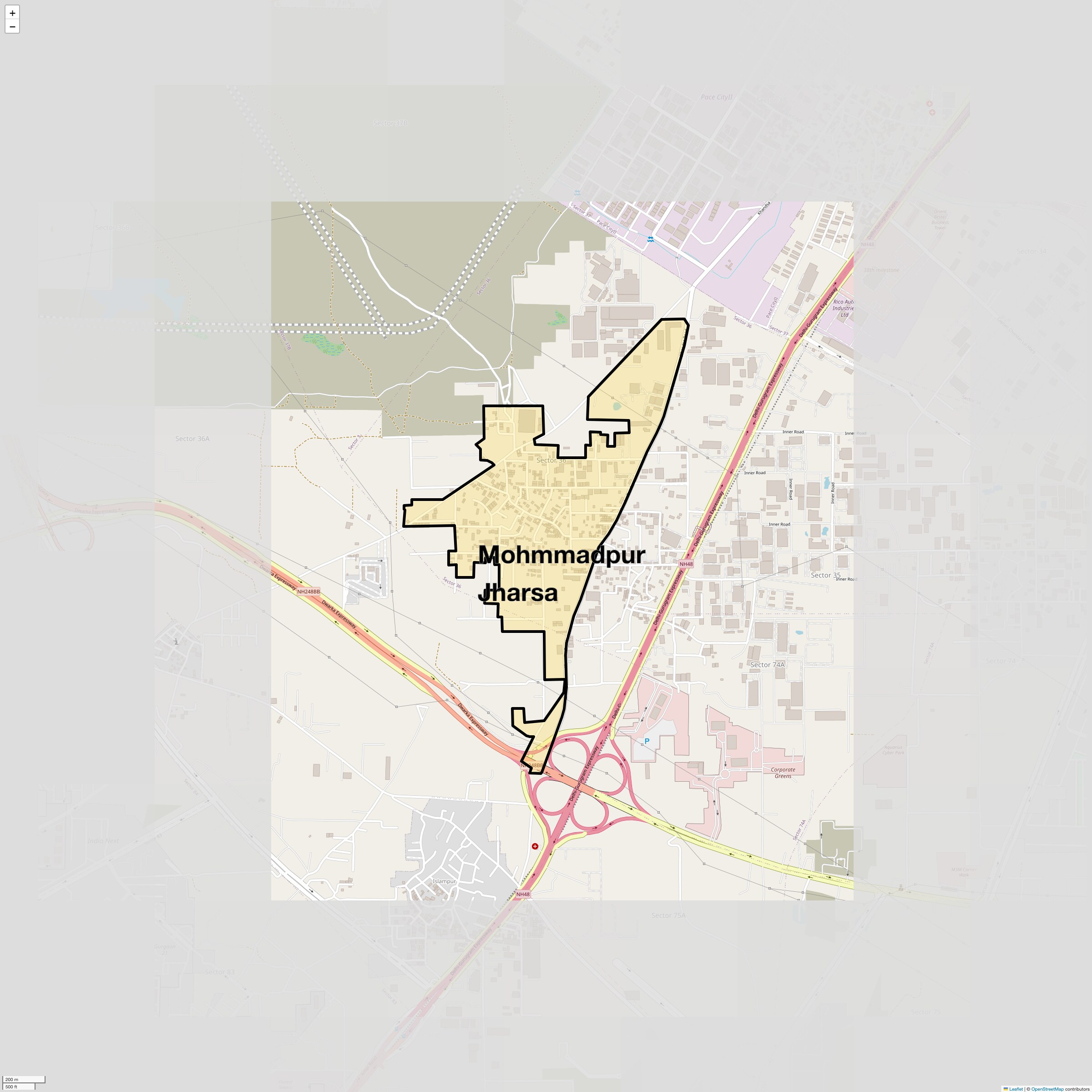 Location Map of Mohmmadpur Jharsa, Gurgaon