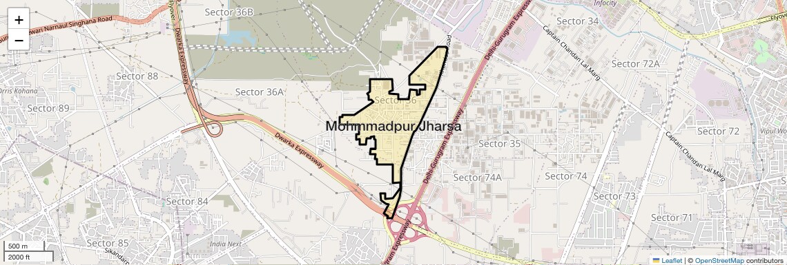 Location Map of Mohmmadpur Jharsa, Gurgaon