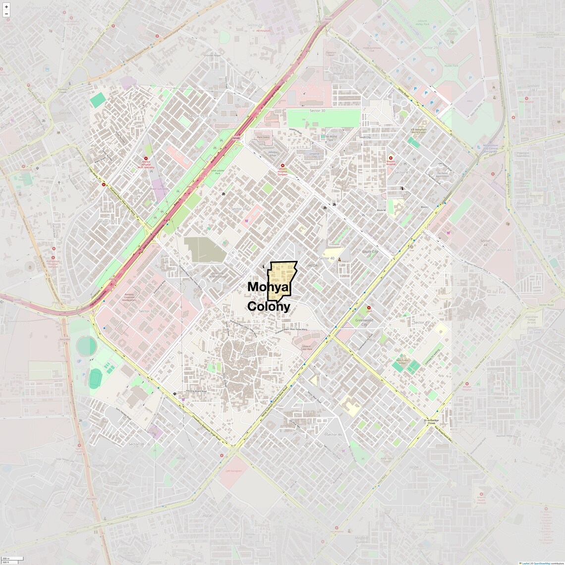 Location Map of Mohyal Colony, Gurgaon