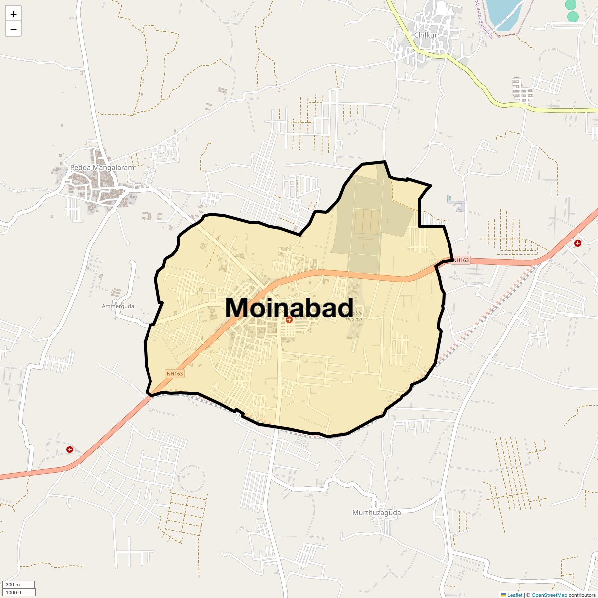 Location Map of Moinabad, Hyderabad