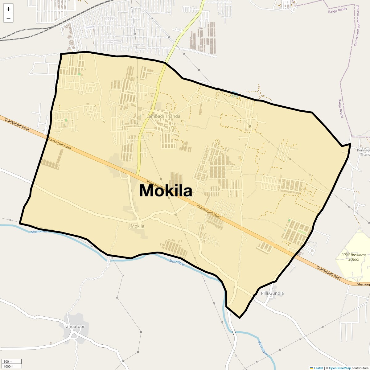 Location Map of Mokila, Hyderabad