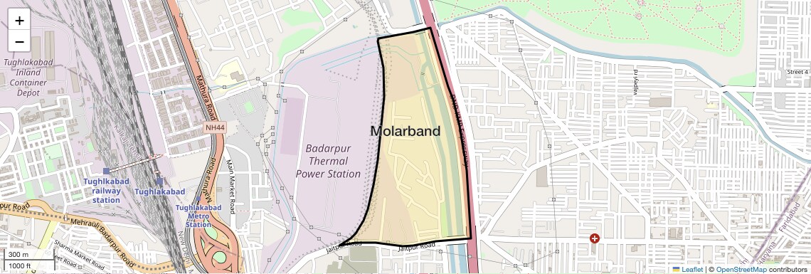 Location Map of Molarband, Delhi