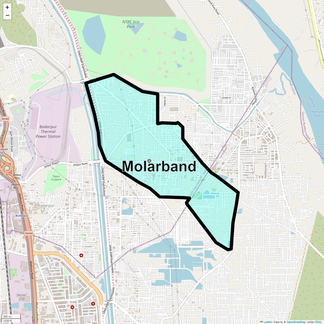 Location Map of Molarband, Delhi