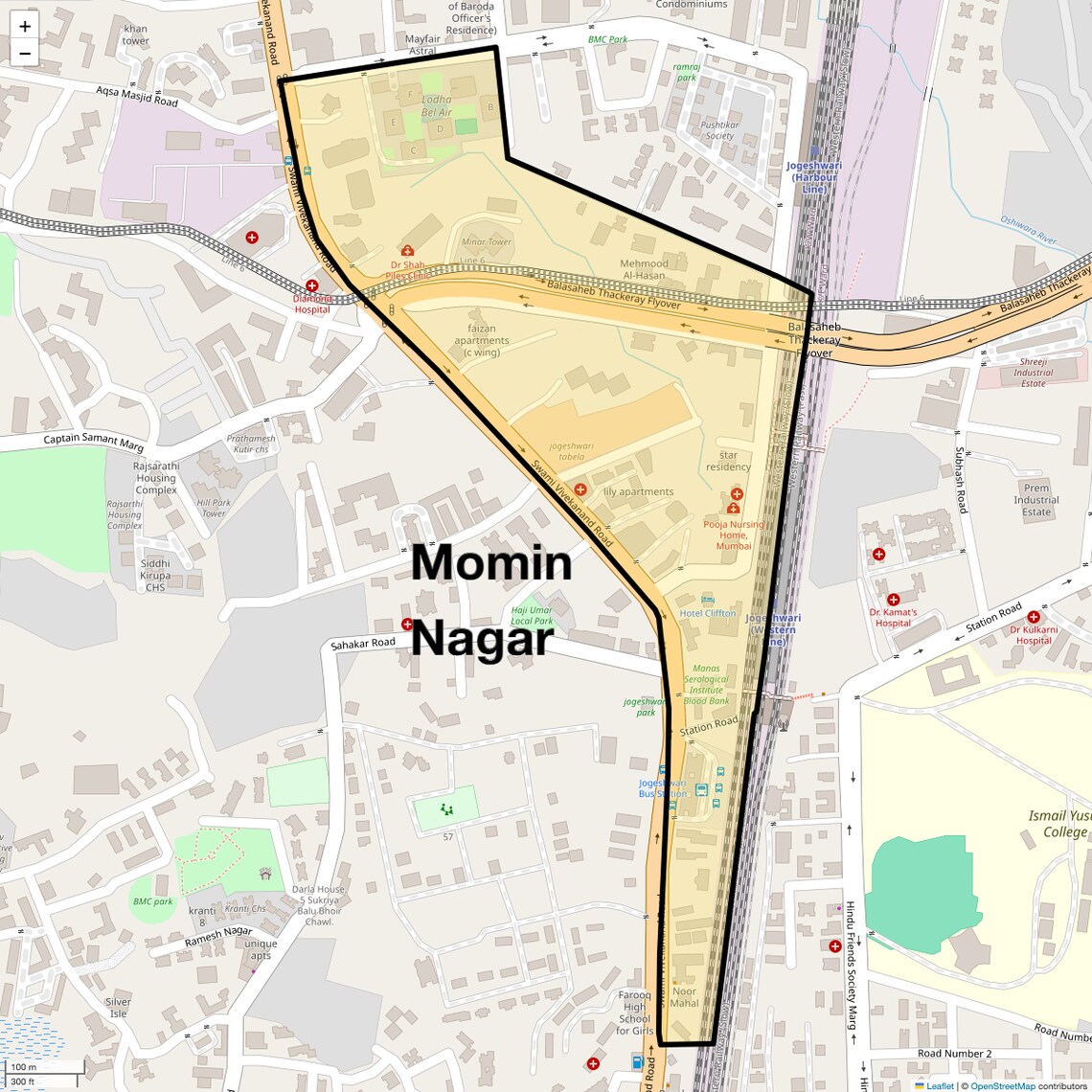 Location Map of Momin Nagar, Mumbai