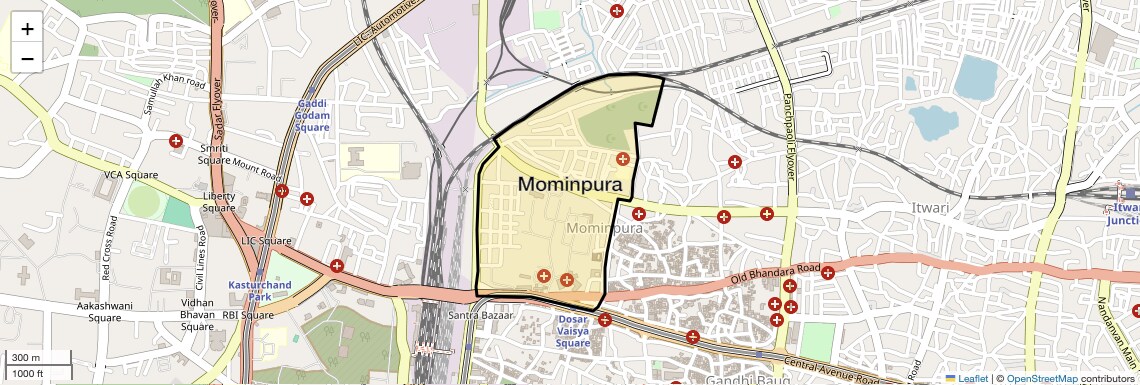 Location Map of Mominpura, Nagpur