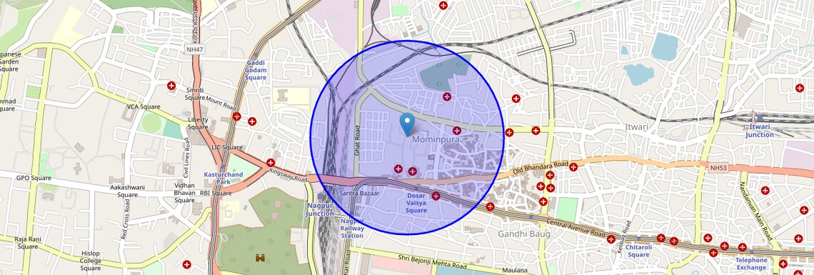 Location Map of Mominpura, Nagpur