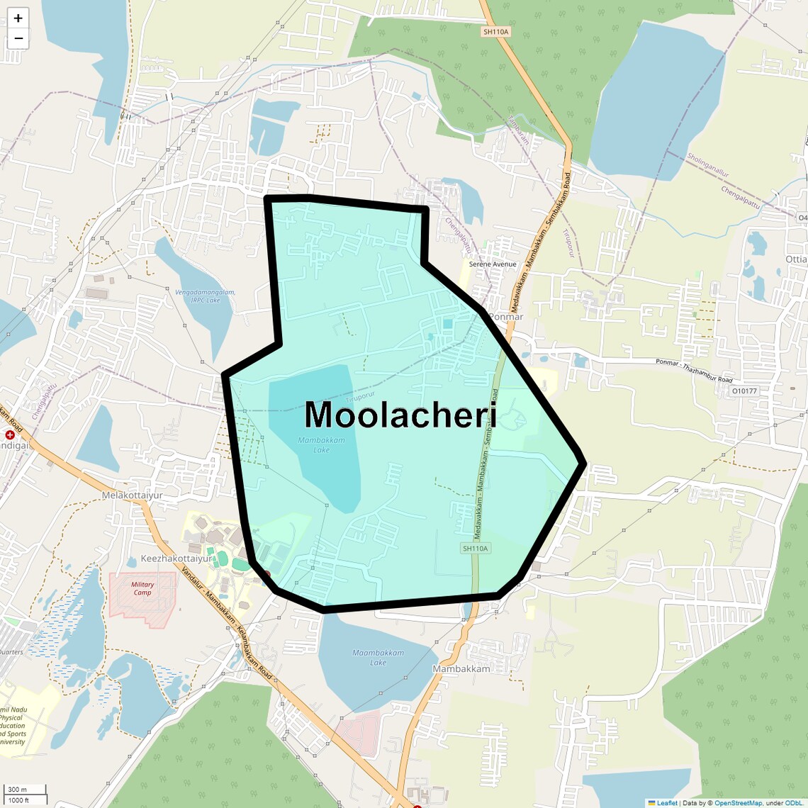 Location Map of Moolacheri, Chennai