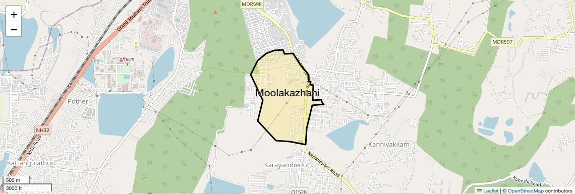 Location Map of Moolakazhani, Chennai