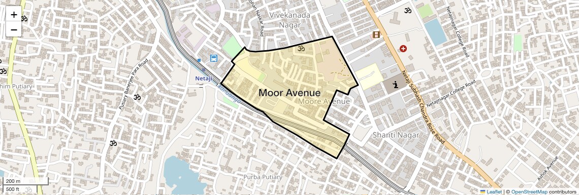 Location Map of Moor Avenue, Kolkata