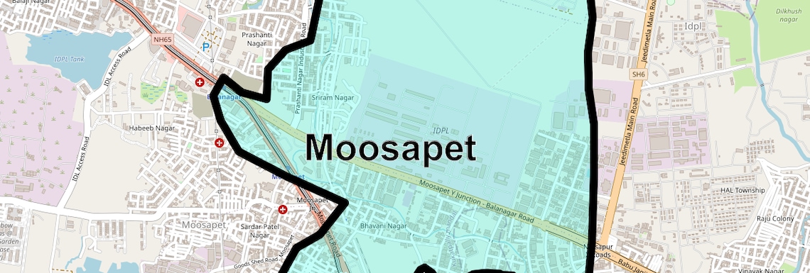 Location Map of Moosapet, Hyderabad