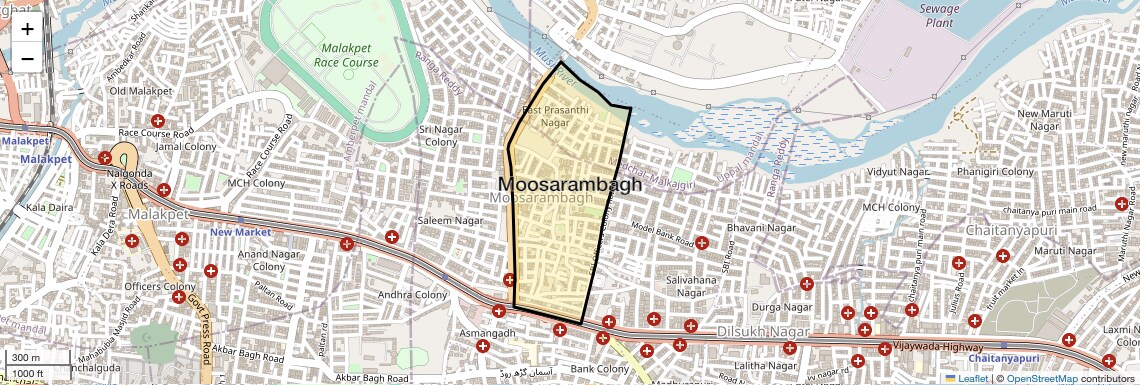 Location Map of Moosarambagh, Hyderabad