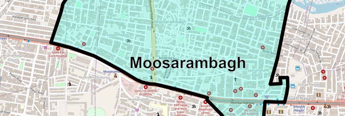 Location Map of Moosarambagh, Hyderabad