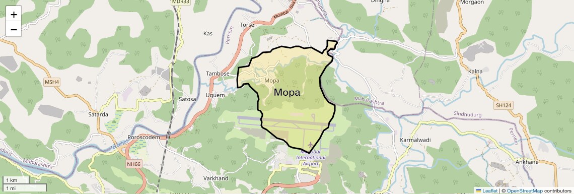 Location Map of Mopa, Goa