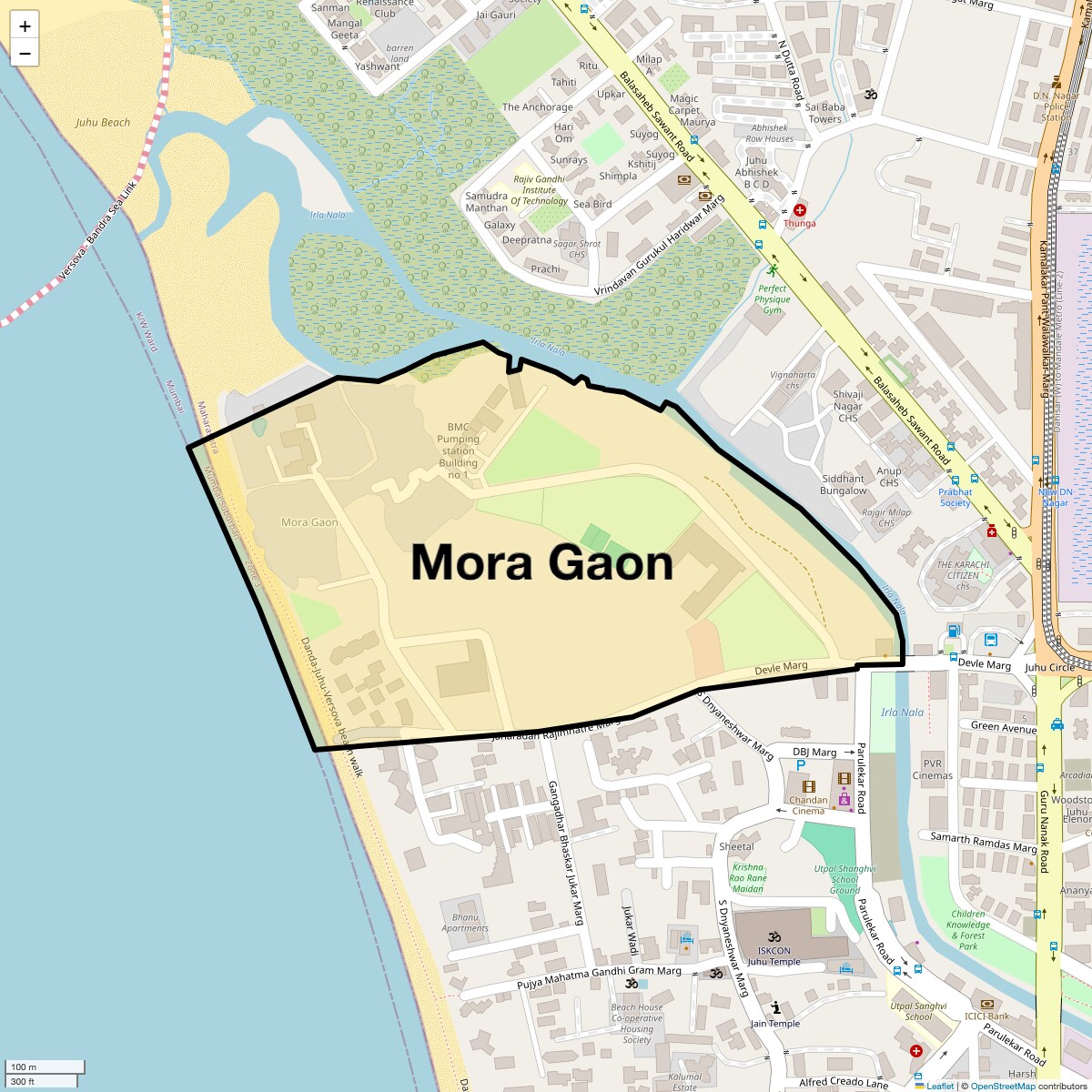 Location Map of Mora Gaon, Mumbai