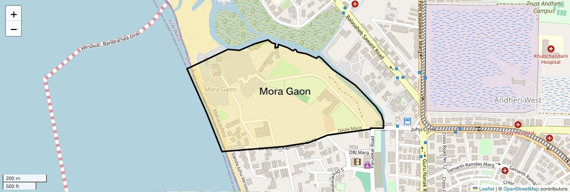 Location Map of Mora Gaon, Mumbai