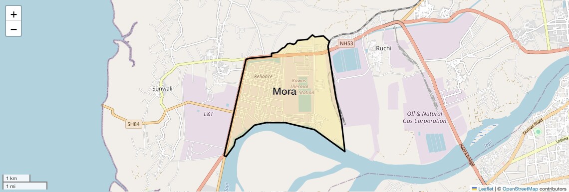 Location Map of Mora, Surat