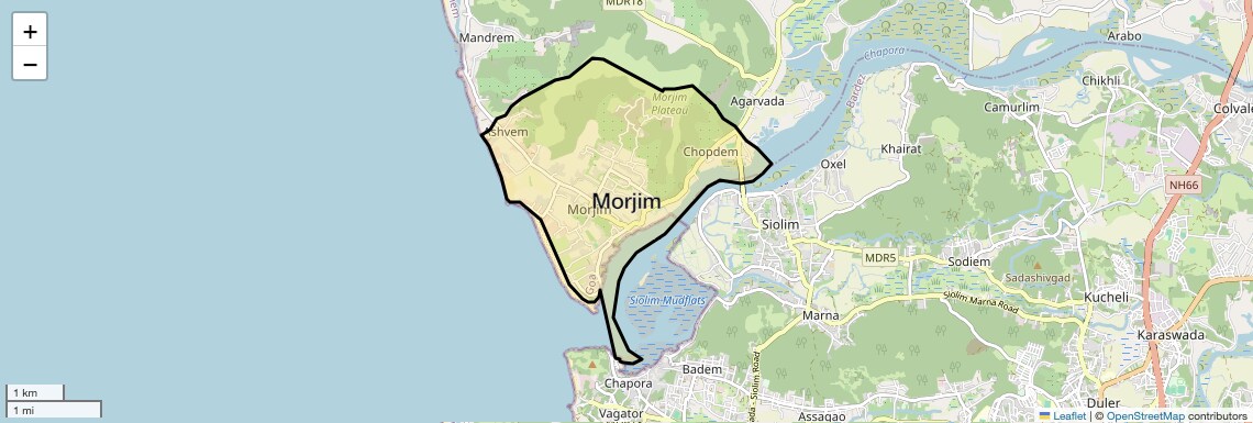 Location Map of Morjim, Goa
